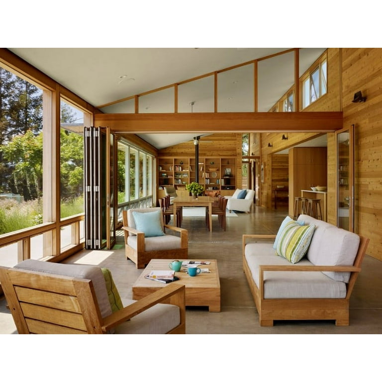 New Grade A Teak Wood Sofa Set 4Pc 5 Seater 1 Sofa 3 Seater 2 Lounge Chairs 1 Rectangle Coffee Table Furniture Only Leveb Collection WMSSLV8