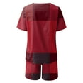 thumbnail image 5 of SELONE Lounge Sets for Women 2 Piece Outfits Dressy Plus Size Casual Summer Round Neck Printed Short Sleeve Tops And Shorts Two Pieces Set Suit 17-Red XXL, 5 of 5