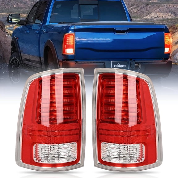 Nilight Taillight Assembly Compatible with 2013 2014 2015 2016 2017 2018 Dodge Ram 1500 2014-2018 Ram 2500 3500 LED Style Driver Side and Passenger Side Rear Tail Light with Bulbs