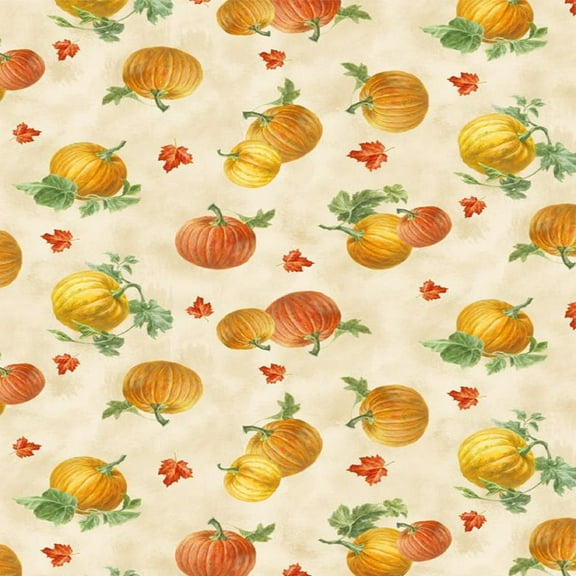 Harvest Gold Pumpkin Toss Cream, Fabric by The Yard