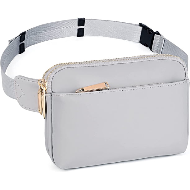 Riñonera para mujer Riñonera Riñonera Resistente al agua Ligera Moda Pecho Bolsas con 3 bolsillos con cremallera para viajes Correr Senderismo Ciclismo CA0 Grande PU Gris esquí esquí Gafas de esquí