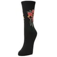 thumbnail image 2 of Natori Rose Garden Cotton Blend Women's Crew Socks - Womens - Female, 9-11, Black, 2 of 3