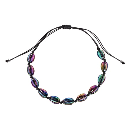 Uxcell Shell Chokers Necklace, Handmade Adjustable Conch Sea Puka Shell Chokers Necklace Boho Summer Beach Jewelry Gifts for Women Men, Purple Colorful