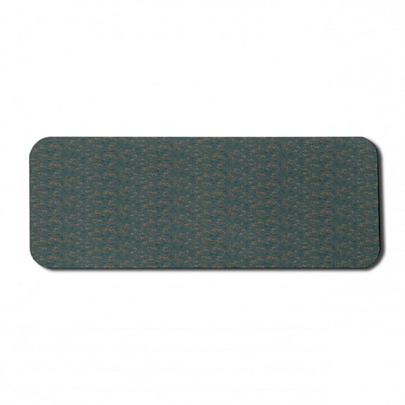 Floral Computer Mouse Pad, Scattered Minimal Leafy Autumn Details Botany Themed Seasonal Branches, Rectangle Non-Slip Rubber Mousepad Large, 31" x 12" Gaming Size, Dark Teal and Ginger, by Ambesonne