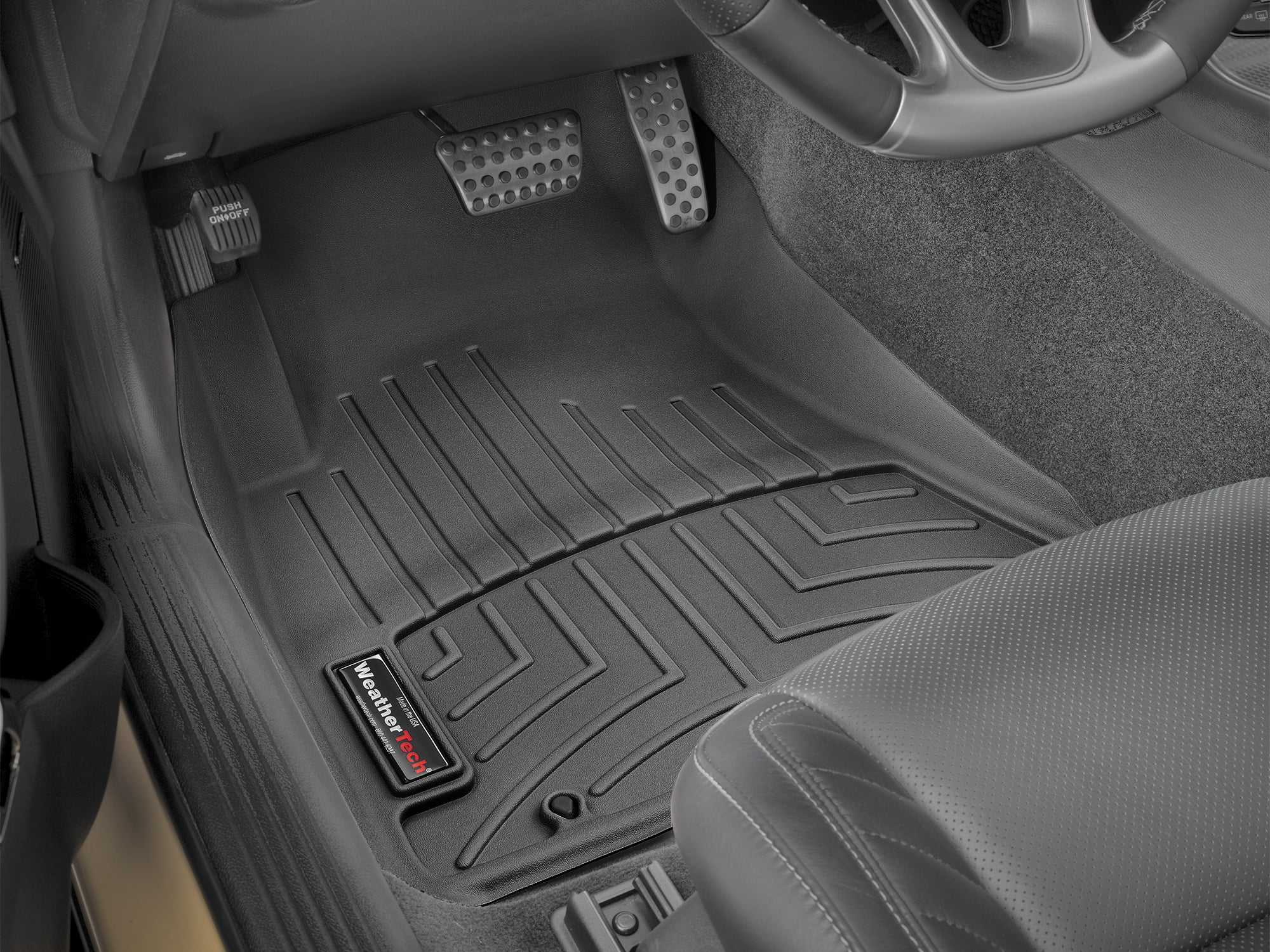 WeatherTech Custom Fit FloorLiners compatible with 2017-2023 Dodge Challenger - 1st Row (Driver & Passenger), Black