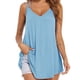 thumbnail image 2 of Camisolas holgadas y fluidas, camiseta sin mangas con doble correa, sin mangas, informal, ajustada, para mujer, señora, niña, verano, azul claro, S, 2 of 5