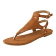 thumbnail image 2 of ZHELIYO Women's sandals Thong Sandals For Women Flat Sandals Open Toe Shoes Beach Sandals Ladies Buckle Strap Flip Flops Shoes Brown 9, 2 of 9