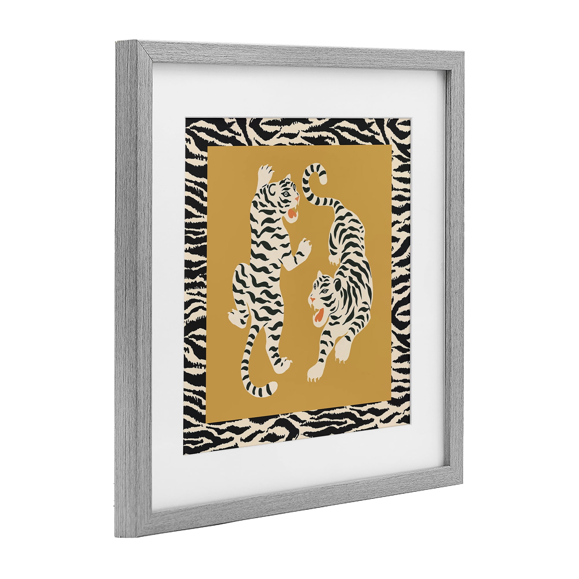Stupell Industries Boho Twin Tiger Stripes Gray Framed Print Under Glass, design by Karolina Sato