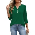 thumbnail image 4 of WIHOLL 3/4 Length Sleeve V Neck Blouses for Women Dressy Casual Spring Summer Tops Business Casual Resort Wear, 4 of 11