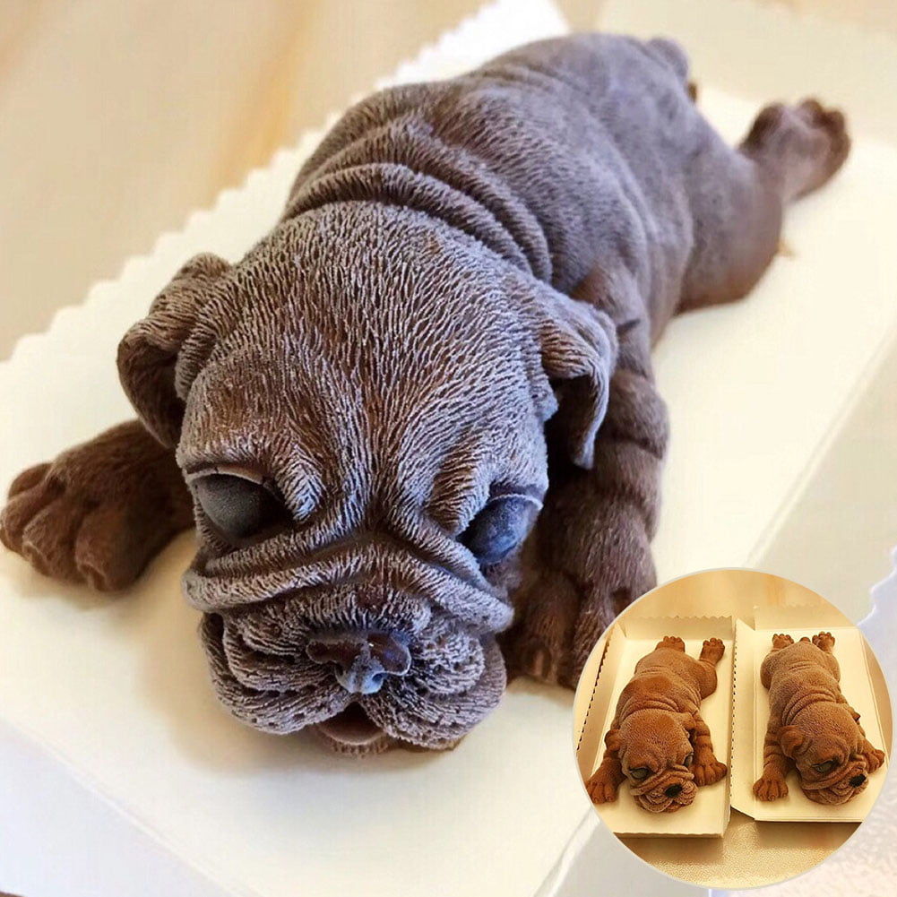 Mold Silicone Pudding Mousse  3D Fondant Dog Cake Baking Chocolate Mould Animal