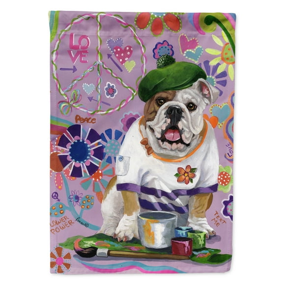Carolines Treasures PPP3091GF 11 x 0.01 x 15 in. English Bulldog Flower Power Garden Flag