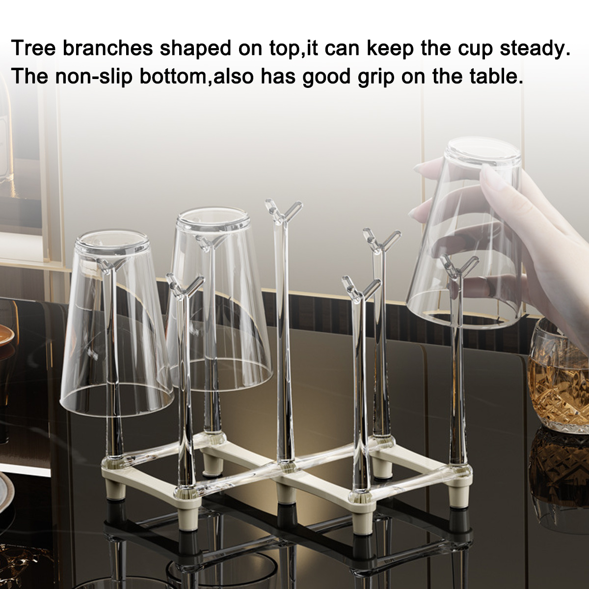 Retractable Bottle Drying Rack, Space Saving Water Bottle Dryer Rack for Kitchen Countertop, Plastic Bags Drying Rack for Cups, Glasses-white