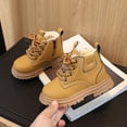 thumbnail image 4 of Dakaela 9M-6Y Baby Work Boots Boys Girls Fleece Lined Lace up Fashion Winter Snow Boots Toddler Casual Outdoor Hiking Ankle Booties Brown 8.5, 4 of 5