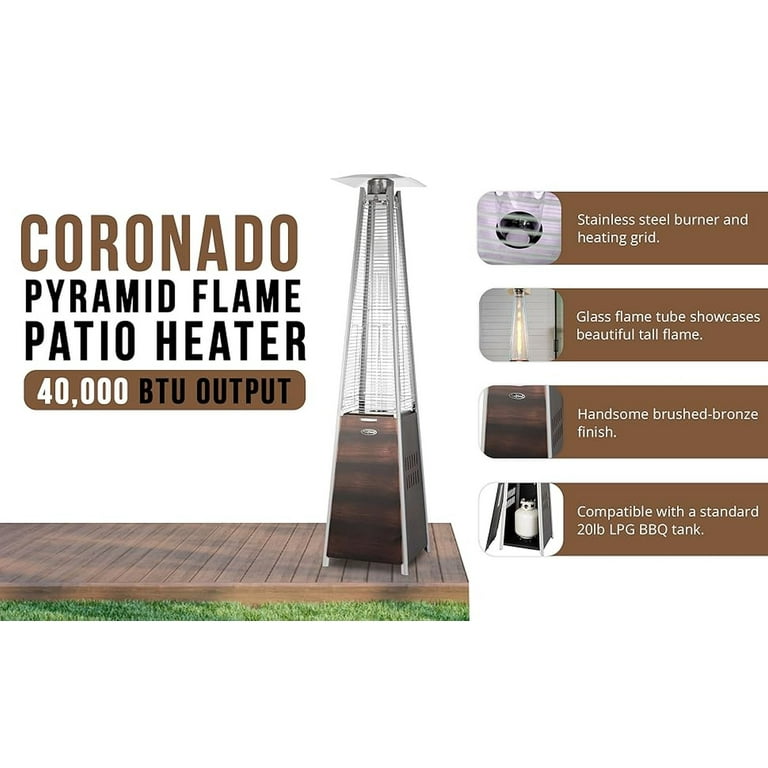 Fire Sense Stainless Steel Pyramid Flame Heater with Wheels | Beautiful Tall Flame | Uses 20 Pound Propane Tank | 40,000 BTU Output | Portable Outdoor and Patio Heat Lamp Fire Sense Stainless Steel Pyramid Flame Heater with Wheels | Beautiful Tall Flame | Uses 20 Pound Propane Tank | 40,000 BTU Output | Portable Outdoor and Patio Heat Lamp