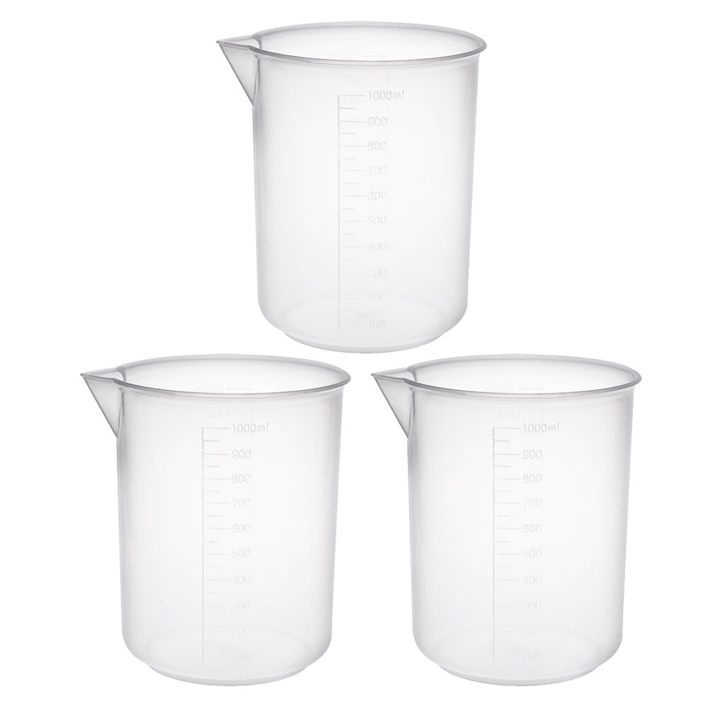 3pcs Measuring Cup Labs PP Graduated Beakers 1000ml