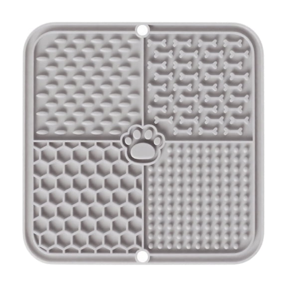 Silicone Lick Mat for Dogs with Suction Cups, Slow Feeder Calming Pad for Anxiety Relief, Easy Clean Pet Licking Toy Gray