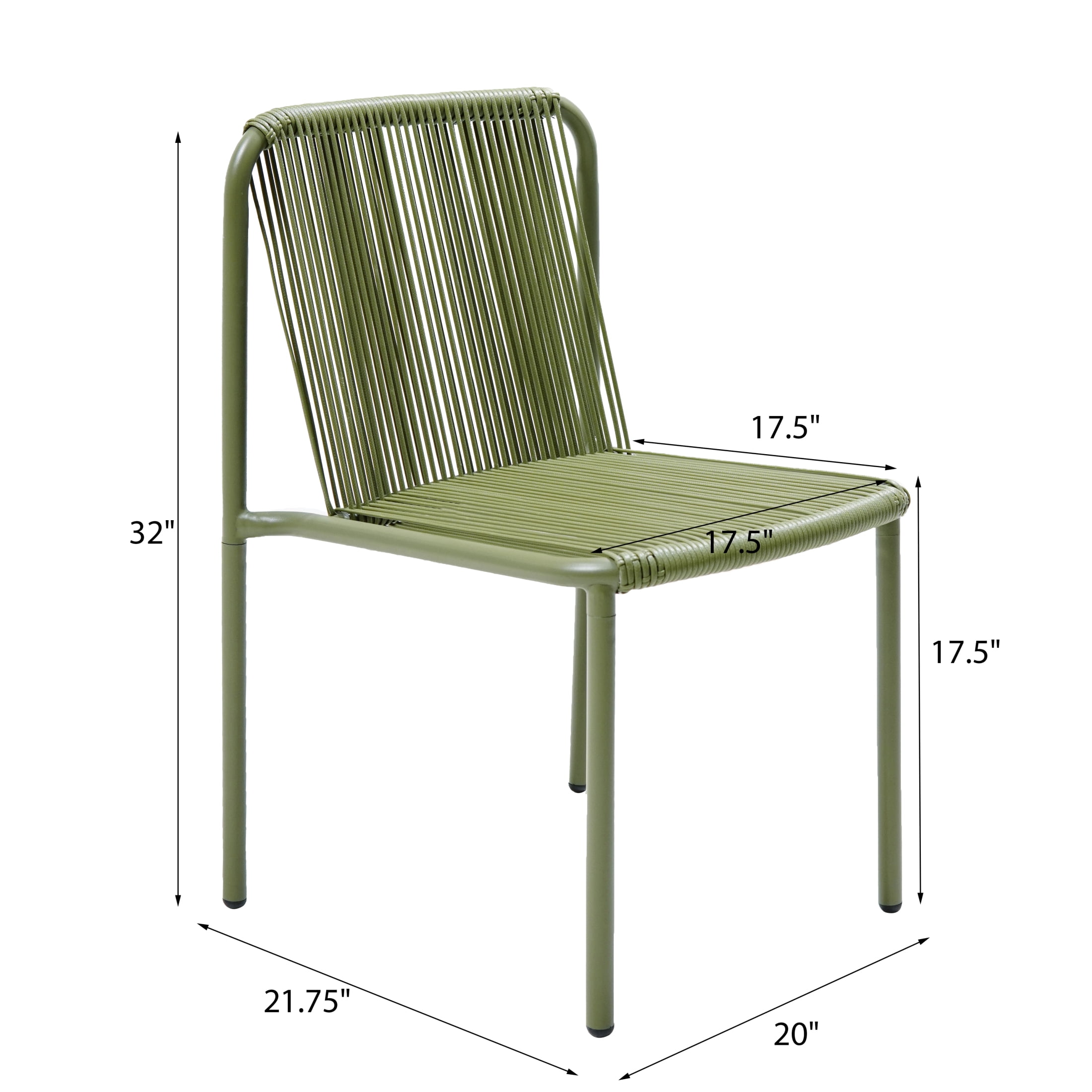 Christopher Knight Home Modern Rattan Patio Dining Chairs, Metal Frame, Green, Set of 2