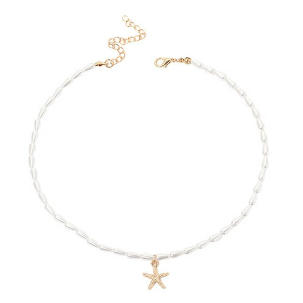 KAKOWELY Collar de perlas, gargantilla, collar de estrellas, joyería para el cuello, accesorio de moda, regalo para mujer