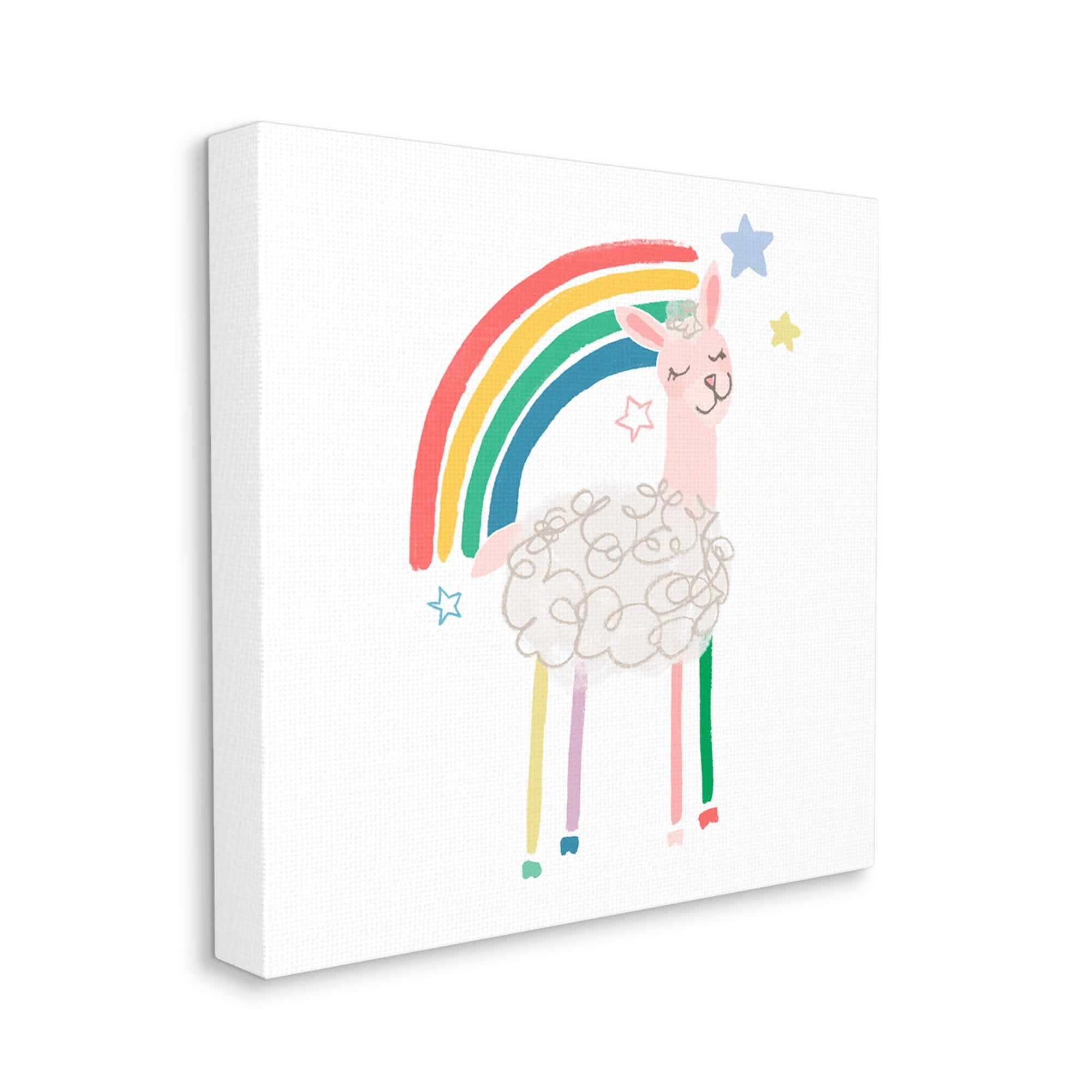Stupell Industries Precious Sheep Rainbow Stars Minimal Design Graphic Art Gallery-Wrapped Canvas Print Wall Art, 17x17, by June Erica Vess