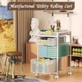 thumbnail image 4 of Rolling Utility Cart with 3 Drawers Craft Organizer and Storage with DIY Divider Lockable Wheels Multi-Functional Storage for Art Supplies Store for Brushes Paints Artifacts White, 4 of 8