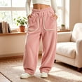 thumbnail image 2 of LIaqionyy Girls Fleece Pants Fuzzy Elastic Waist Baggy Sweatpants Soft Wide Leg Casual Loungewear with Pockets, 2 of 8