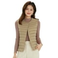 thumbnail image 1 of Wenseny Women’s Quilted Down Puffer Vest Warm Button Outerwear Padded Coat Khaki M, 1 of 5