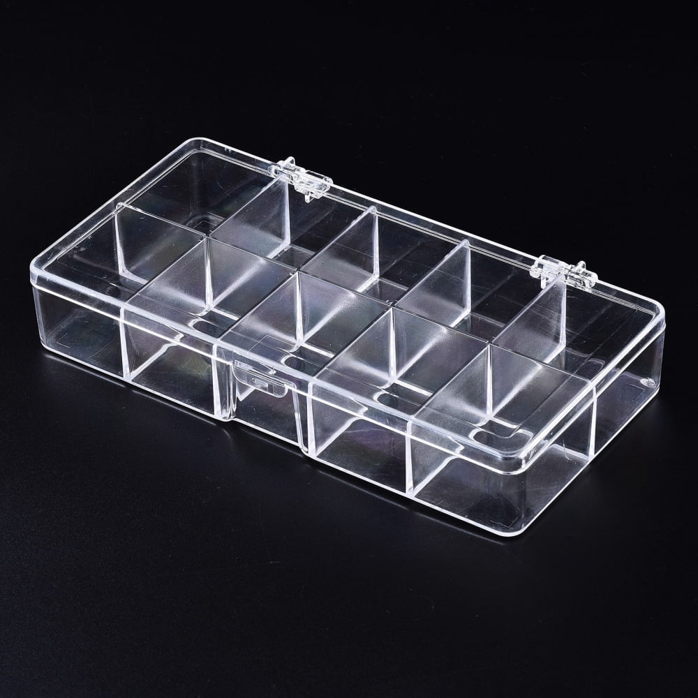 10 pc Polystyrene Bead Storage Containers with 10 Compartments Organizer boxes and Hinged Lid for Jewelry Beads Earring Container Tool Fishing Hook Small