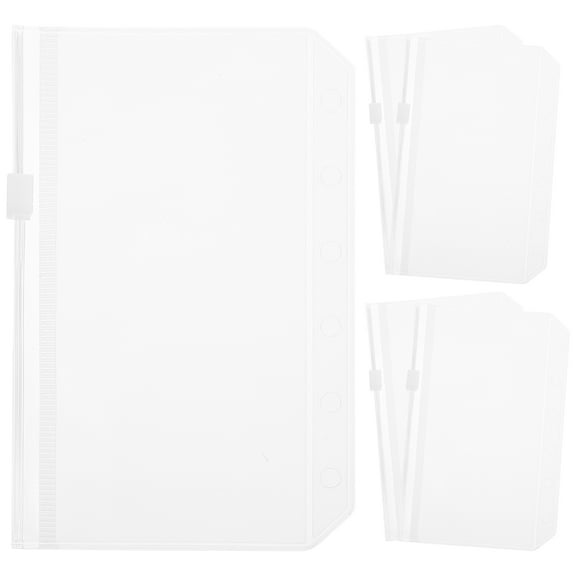 Eease 5Pcs Zipper Binder Pockets Notebook Binder Loose Leaf Bags PVC Binder Bags Document Pouches