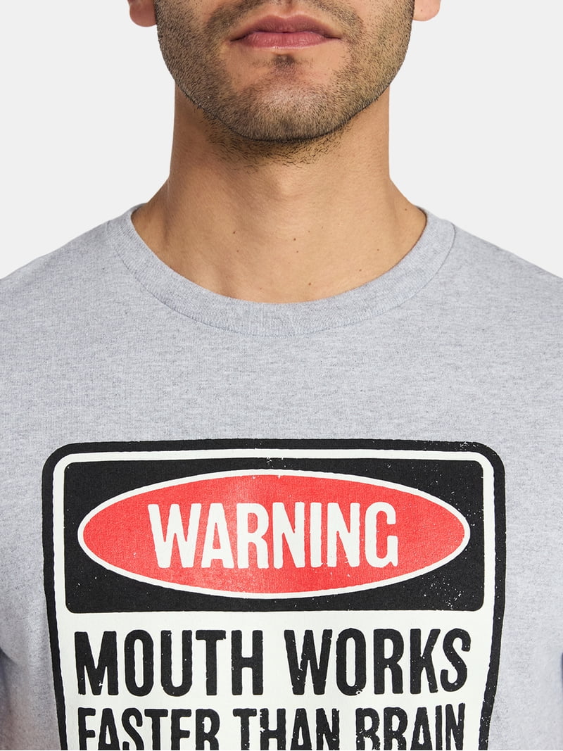 Humor Men's and Big Men's Warning Mouth Works Faster Than Brain