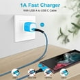 thumbnail image 5 of USB Charger Block,FiveBox 2pcs 1A USB Wall Charger Block with 2pcs Nylon Android Type C Charger Cable USB C Charging Cable 10ft USB Brick Phone Charger Adapter Charger Box Fast Charging Block,Blue, 5 of 8