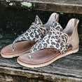 thumbnail image 2 of Women Leopard Sandals Clip Toe Summer Beach Flip Flops Gladiator Flat Comfy Shoes, 2 of 3