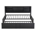 thumbnail image 5 of Twin Size Daybed with Twin Size Trundle, Wooden Platform Bed with Storage Shelves and USB Ports, Modern Bed Frame for Bedroom Dorm, No Box Spring Needed, Black, 5 of 7