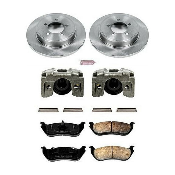 PowerStop Rear Stock Replacement Brake Pad and Rotor Kit with Calipers Fits: FORD MERCURY Select Models KCOE3150