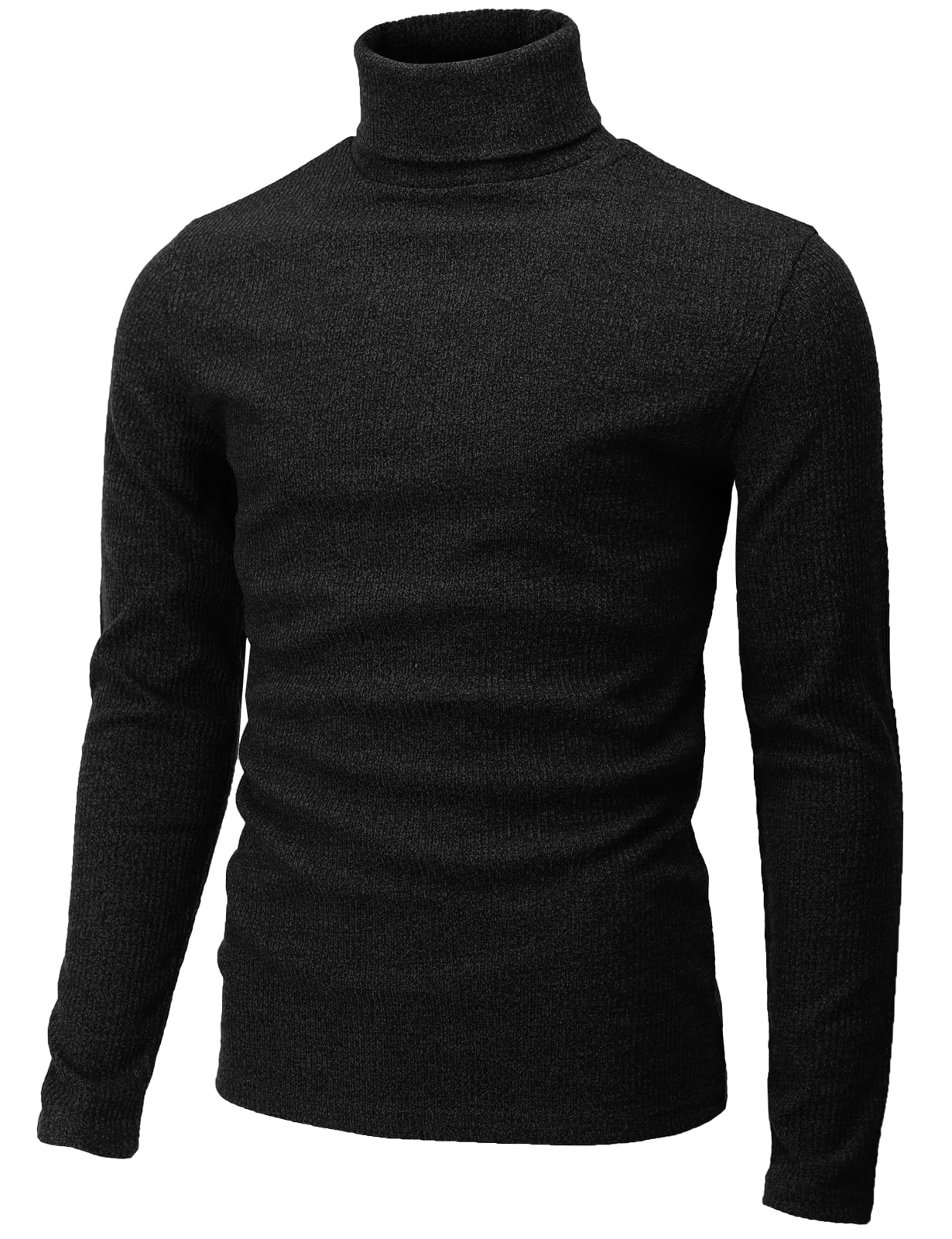 H2H Mens Slim Fit Turtleneck Pullover Rib Fabric Sweaters Basic Tops ...