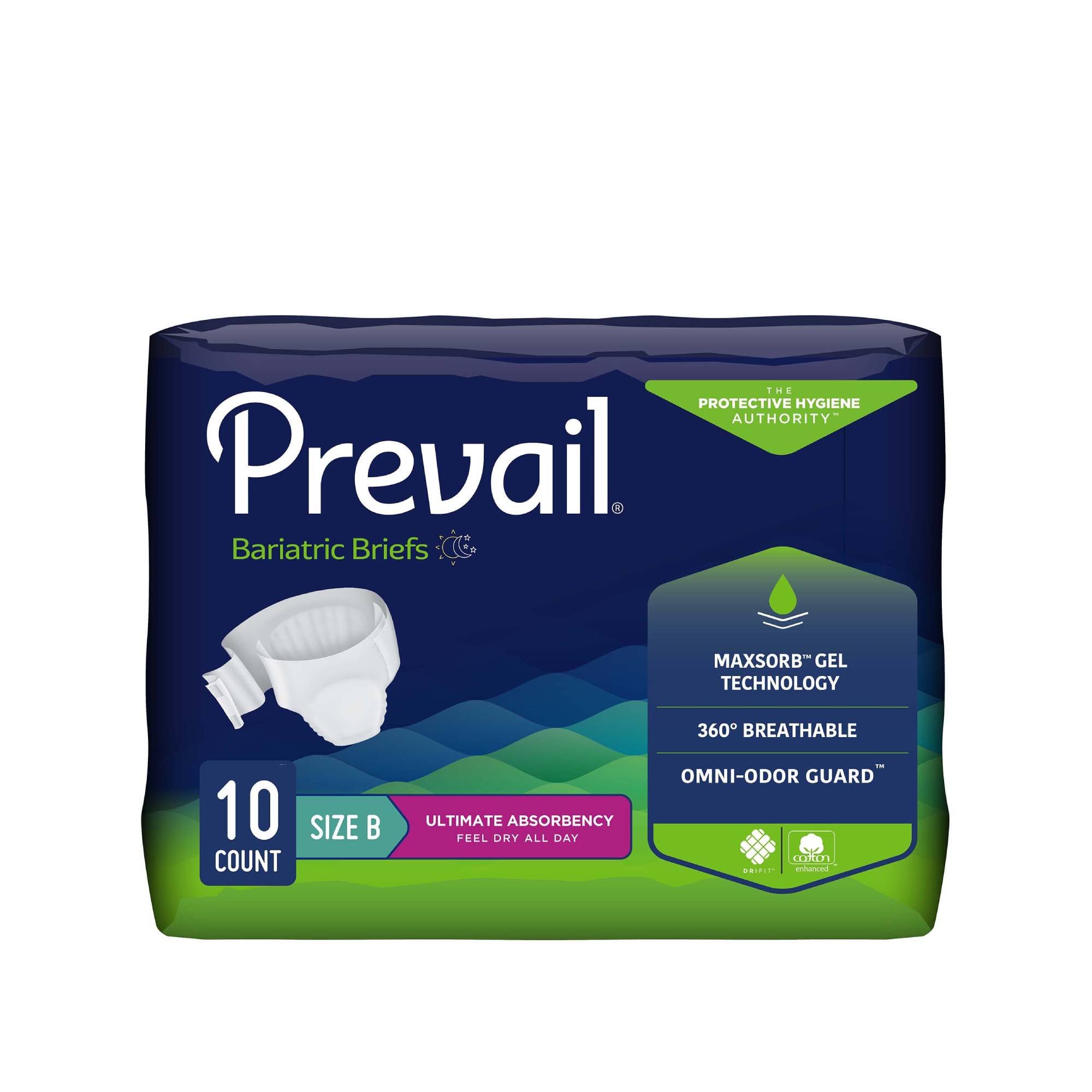 Prevail Bariatric Unisex Adult Incontinence Brief Size B Heavy Absorbency - Case of 40