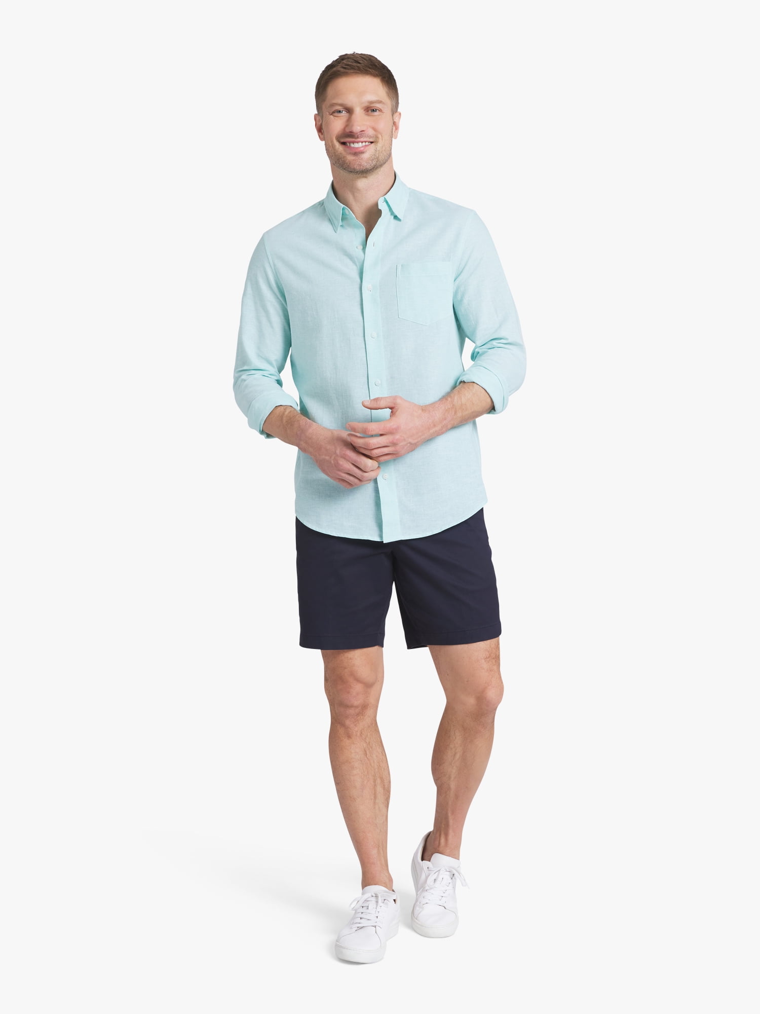 Chaps Men's & Big Men's Long Sleeve Linen Shirt, Sizes S-3XL