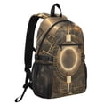 thumbnail image 2 of JIALIOU 14" Laptop Backpack Waterproof Airline Approved Stylish Casual Daypack for Travel Business College Work, Abstract Bronze Geometric, 2 of 8