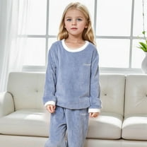 Cozy Girls Flannel Outfit Set Soft Fuzzy Sweatshirt and Pants Warm Homewear Ideal for Winter Comfort and Style
