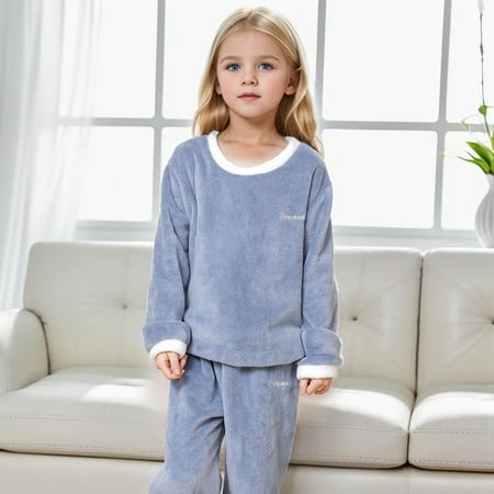 

Hbdhejl Outfit Set For Girls Boys Toddler Flannel Clothes Set Fluffy Sweatshirt Top Pants Winter Warm Soft Fuzzy Homewear With Fleece Sweatpants Blue 9-10 Years