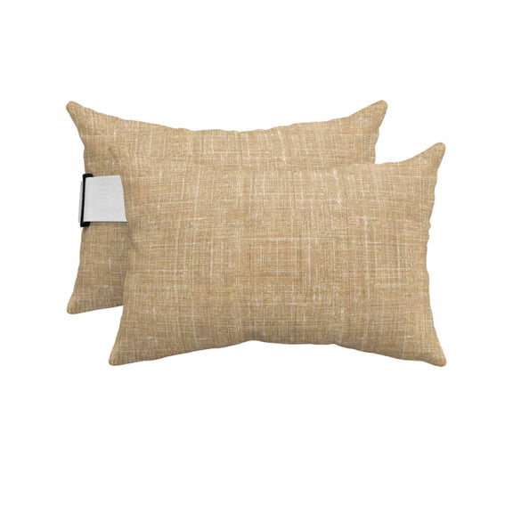 Pack of 4 Outdoor Lumbar Pillow Covers 12x20 Inch, Khaki Waterproof Throw Pillow Covers Set, Farmhouse Vintage Khaki Solid Color Modern Indoor&Outdoor Decorative Cushion Cases for Patio Porch Car