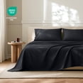 thumbnail image 3 of Bare Home Premium 1800 Collection 3-Piece Bed Sheet Set with Envelope Pillowcase, Twin XL, Black, 3 of 9
