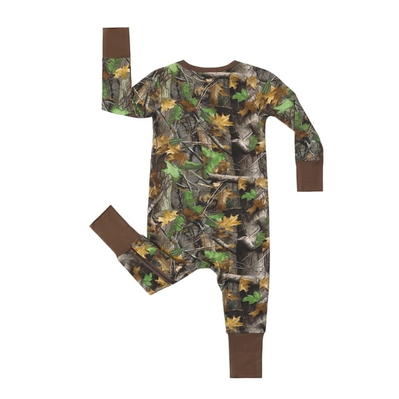 WIBACKER 3-24M Bamboo Newborn Baby Convertible Footie Pajamas, Toddler Footed Zipper Sleeper for Infant Baby Boys - 1PCS Forest Leaf