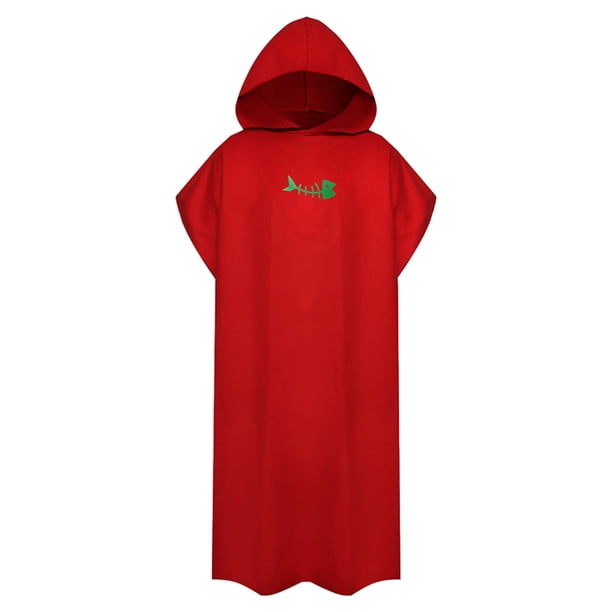 Vogacara Poncho cambiante y absorbente de la toalla del traje del poliéster para el poncho con capucha de la toalla del amplio Cuerpo del baño rojo