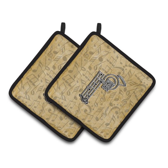 Letter P Musical Instrument Alphabet Pair of Pot Holders
