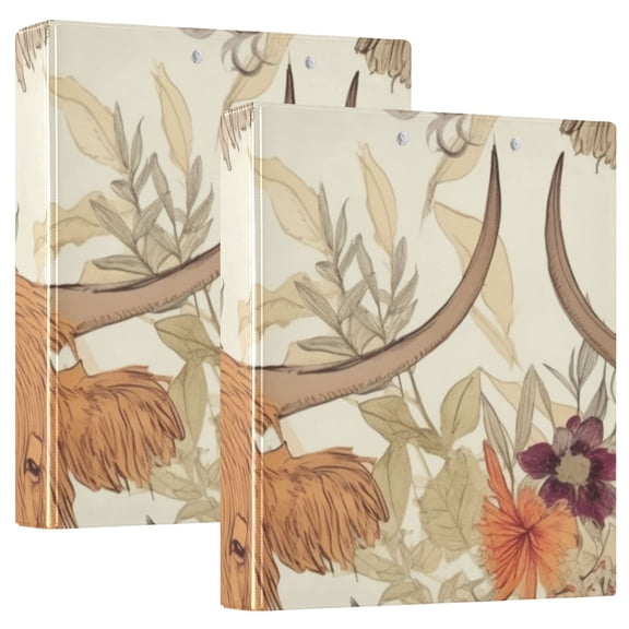 Cows Flowers Leaves Green 3 Ring Binders 1.5 inch Hardcover File Folders with Interior Pockets A4 Size Organizer for School Office Hospital Set of 2