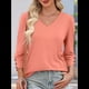 thumbnail image 4 of Blusas de 3/4 con Botones y Cuello en V para Mujer, Ropa Informal de Verano para Vacaciones de Playa, Ropa de Otoño 2025 Coral XL, 4 of 10