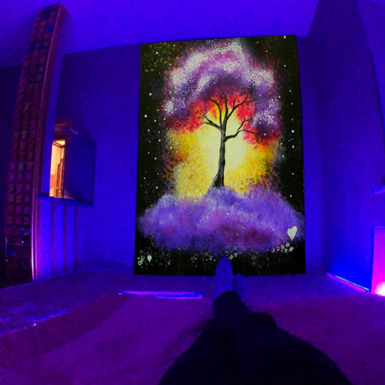 Pretty Comy Fluorescent Tapestry Blacklight Tapestry UV Reactive Wall Hanging Glow in The Dark Psychedelic Trippy Tapestry, Size: 130 x 150 cm