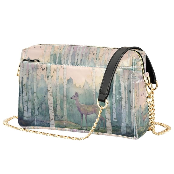 FORMRS Women Crossbody Purse with Chain Strap Vegan Leather Shoulder Handbag, Night Deer