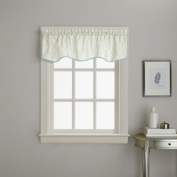Curtainworks Morocco Scallop Valance Aqua, Indoor, 100% Polyester, 58"W x 14"L, 1 Piece, Adult