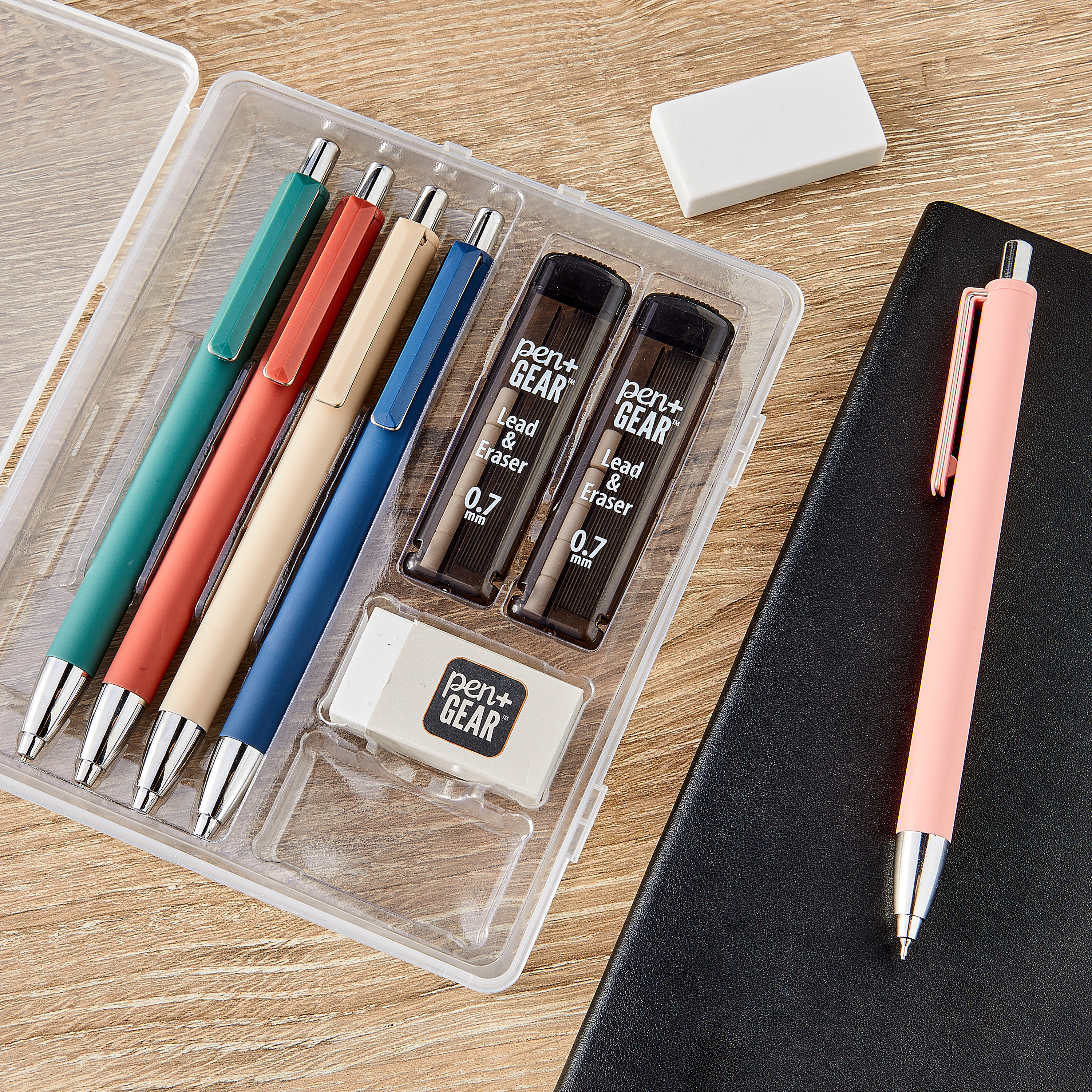 Kit de 5 lápices mecánicos Pen+Gear de 0.7mm con estuche de almacenamiento 2